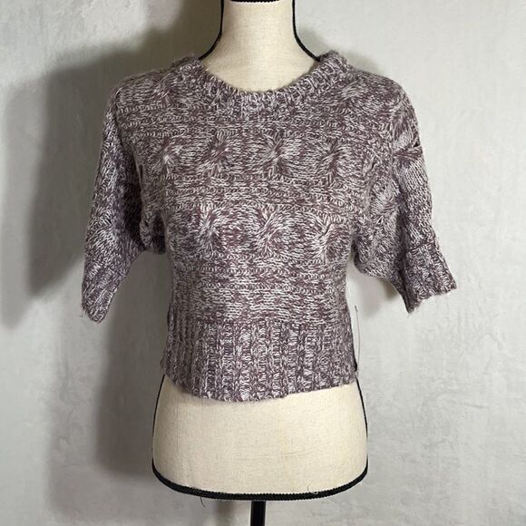 Derek Heart Purple Dolman Sleeve Cropped Sweater - Picture 11 of 11